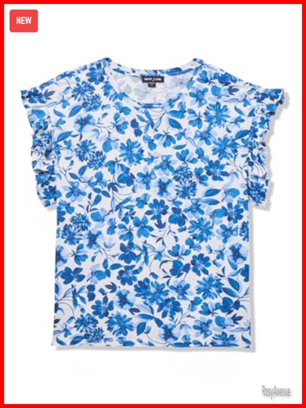 Nautica Women's Short Sleeve Cotton Top with Ruffle Sleeves